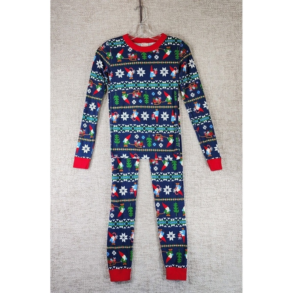 Hanna Andersson Organic Cotton Holiday Elf Pajama Set Youth US 14 Navy Blue